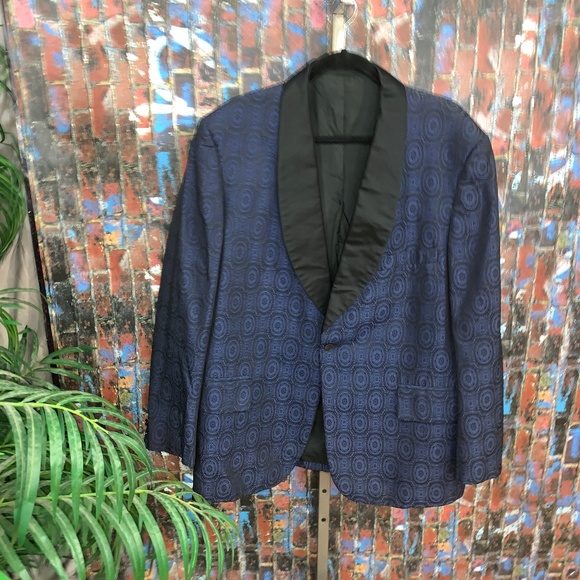 VTG Lord West Blue/Black Swirl Tuxedo Jacket